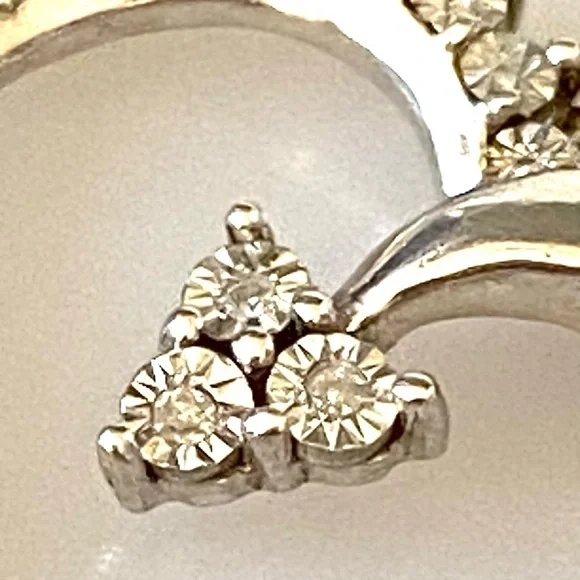 925 Sterling Heart Necklace Pendant with 5 Diamonds Fine Jewelry